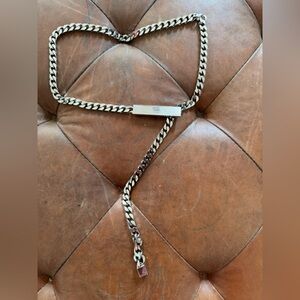 Silver-Tone Chain Belt with Polished Bar